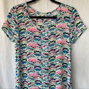 Long sheer neon geometric shirt/dress by Eyeshadow